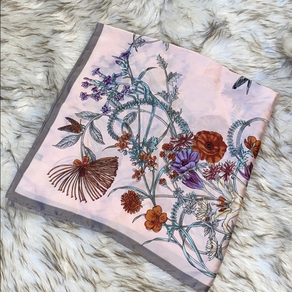 Pink floral print bandana scarf